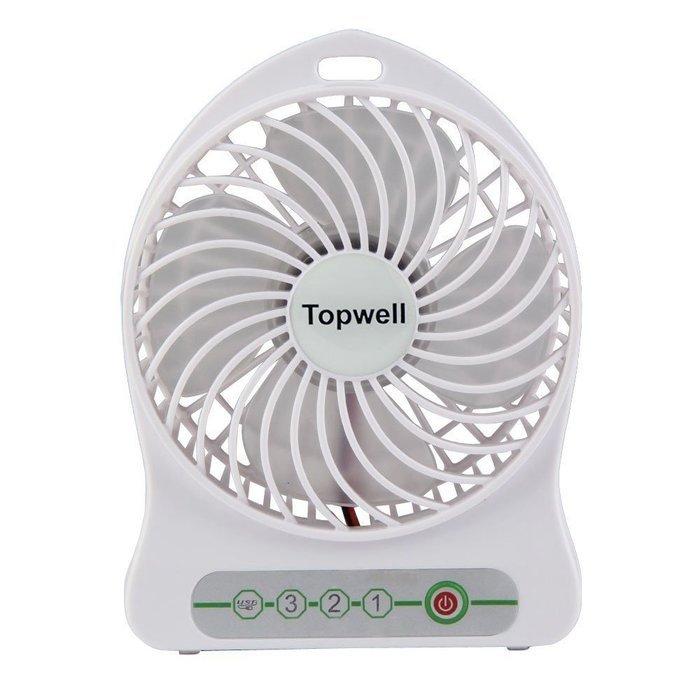 Topwell&reg; 4-inch Vanes 3 Speeds Electric Portable Mini fan Rechargeable Desktop Fan Battery/ USB Powered Laptop... N11
