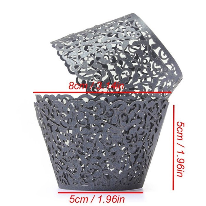 UNIQLED Filigree Artistic Bake Cake Paper Cups Little Vine Lace Laser Cut Liner Cupcake Wrappers Baking Cup Muffin... N5