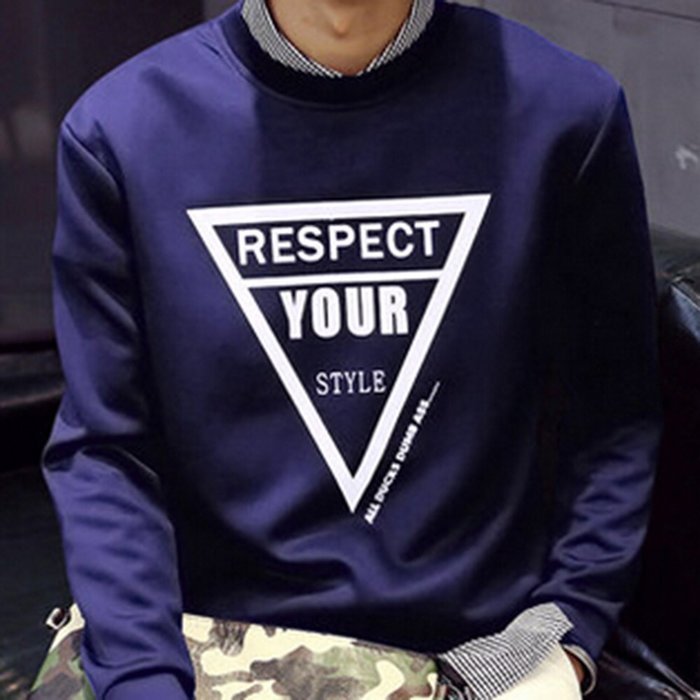 Spritech(TM) Men's Fashion Comfort Winter Space Cotton Hoodie Round Collar Pullover Sweatshirt Navy XXL N13