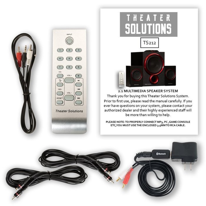 Theater Solutions TS212 Powered 2.1 Speaker System with Bluetooth and 2 Extension Cables N3