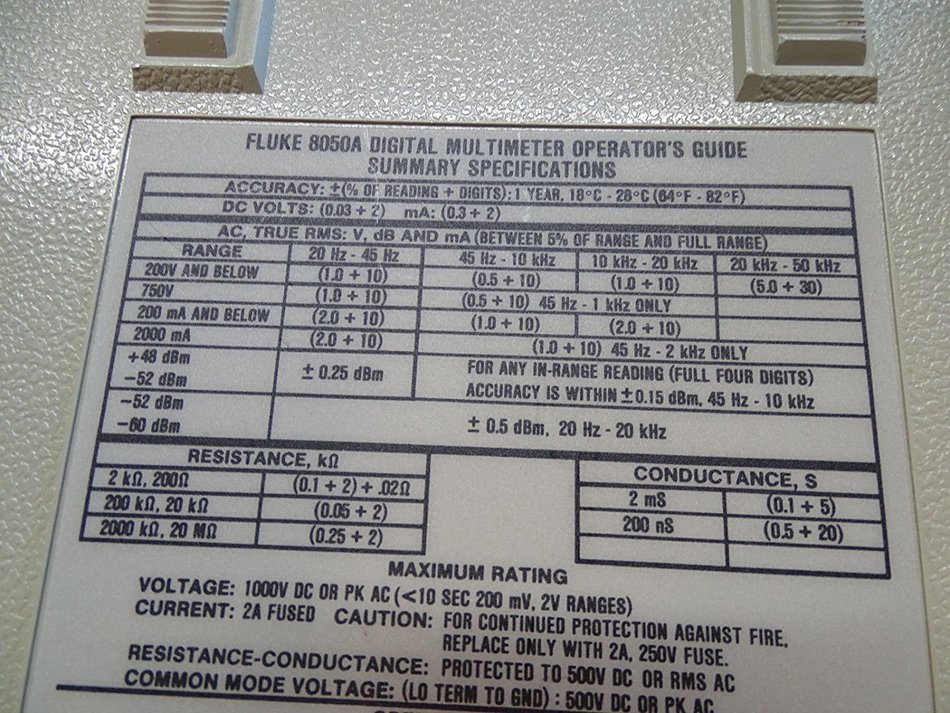 Fluke 8050A Digital Multimeter DMM w/ Test Leads N2