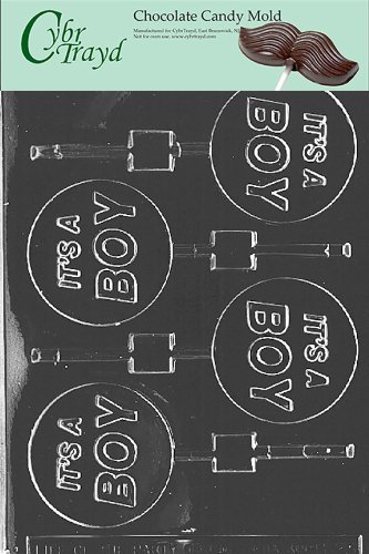 Cybrtrayd B023 It's a Boy Lolly Chocolate Candy Mold with Exclusive Cybrtrayd Copyrighted Chocolate Molding Instructions