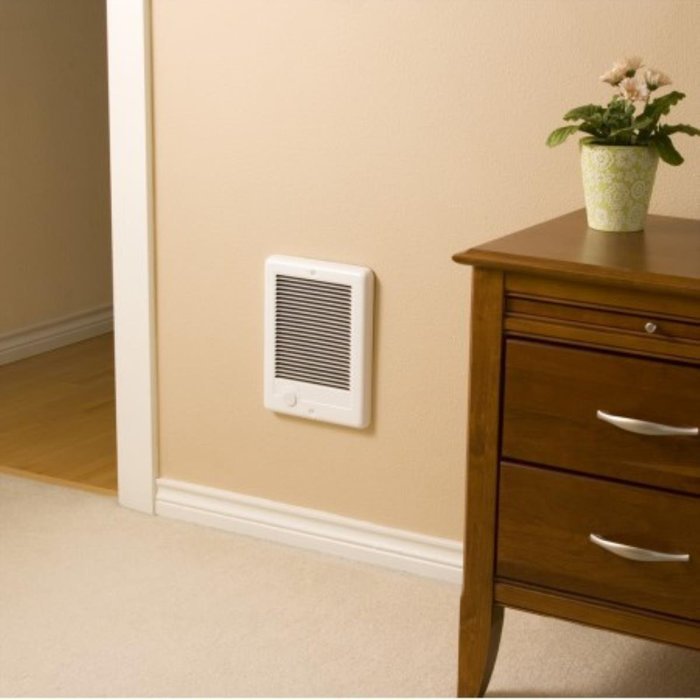 Cadet Com-Pak Plus 9 in. x 12 in. 1,500-Watt 120 Volt Fan-Forced In-Wall Electric Heater Almond N6