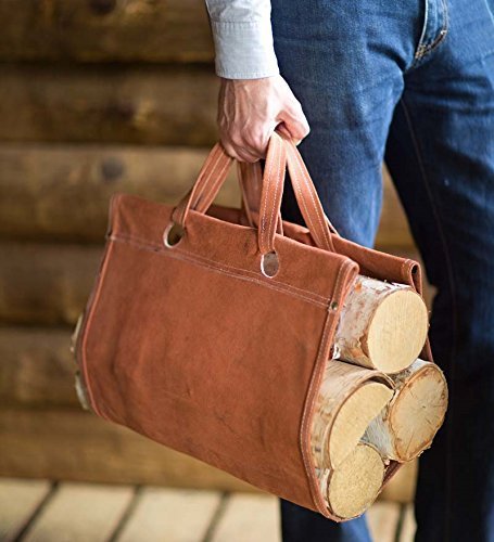 Folding Log Rack And Leather Firewood Sling N2
