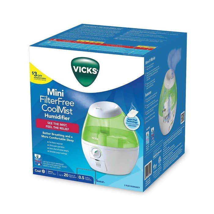 Vicks Mini Filter Free Cool Mist Humidifier - Green