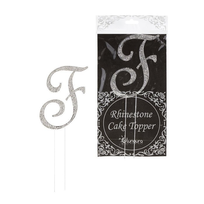 Lunaura - Sparkling Rhinestone Letter Cake Topper - F
