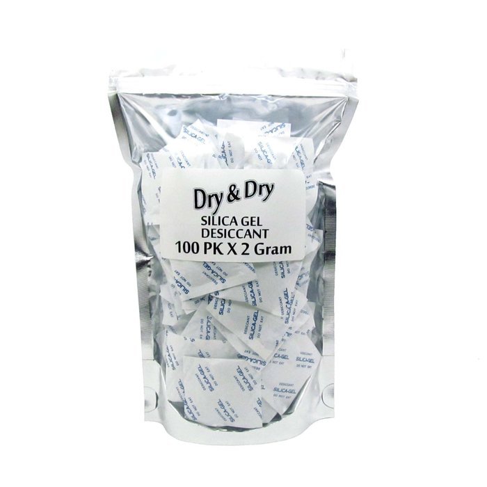 2 Gram Pack of 100 "Dry&dry" Silica Gel Packets Desiccant Dehumidifiers