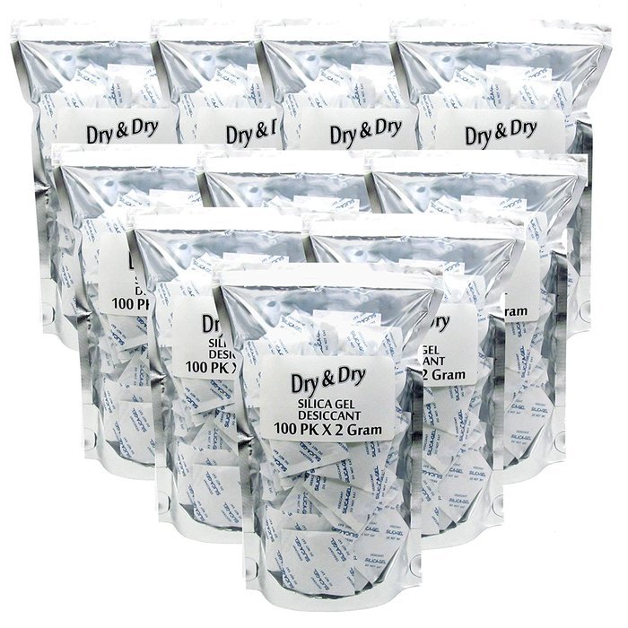 2 Gram Pack of 100 "Dry&dry" Silica Gel Packets Desiccant Dehumidifiers N2