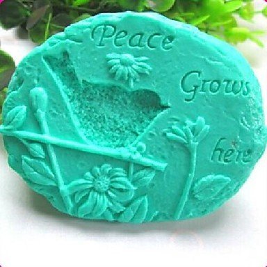 Sher New Stone Bird Sunflower Peace Grows here Fondant Cake Chocolate Silicone Mold Cake Decoration Tools,L11.1cmW9.2cmH4cm