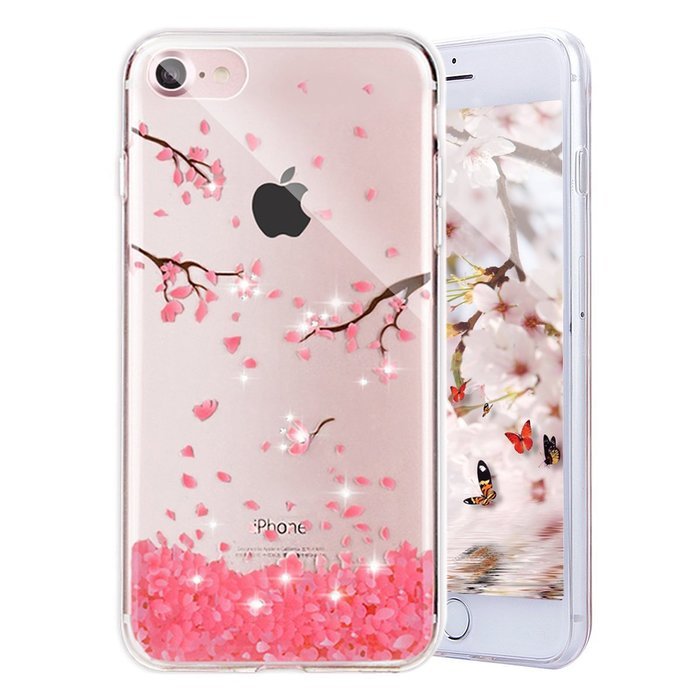 iPhone 7 Case, PHEZEN iPhone 7 Clear Soft TPU Protective Case Back Cover with Beautiful Cherry Blossom Flower... N25