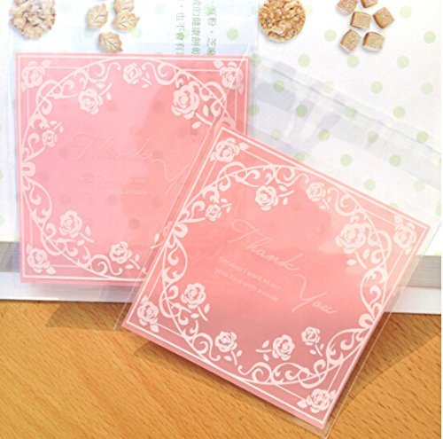 100 PCS Lovely Cute Bowknot OPP Self Adhesive Cookie Bakery Candy Biscuit Roasting Treat Gift DIY Plastic Bag... N11