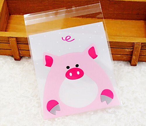 100 PCS Lovely Cute Bowknot OPP Self Adhesive Cookie Bakery Candy Biscuit Roasting Treat Gift DIY Plastic Bag... N12