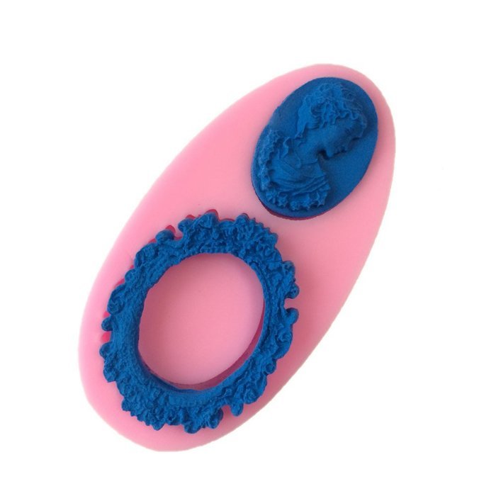 Yunko Oval Lady Mirror Frames Silicone Sugarcraft Vintage Fondnat Cake Decoration Mold