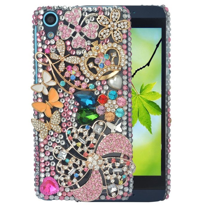 Spritech(TM) Bling Clear Phone For HTC Desire 626,3D Handmade Silver Crystal Flower Heart Pattern Pendant Accessary... N8