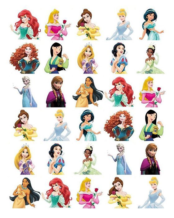 Princess Half Body Cupcake Toppers Edible Wafer Paper BUY 2 GET 3RD FREE