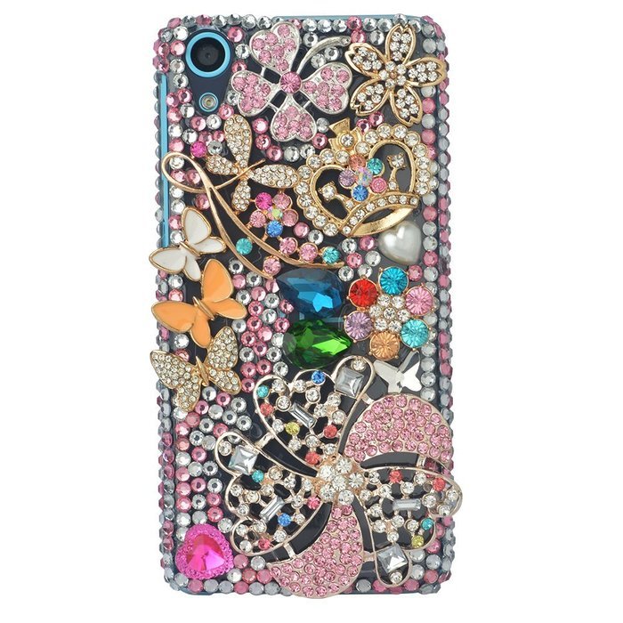 Spritech(TM) Bling Clear Phone For HTC Desire 626,3D Handmade Silver Crystal Flower Heart Pattern Pendant Accessary... N9