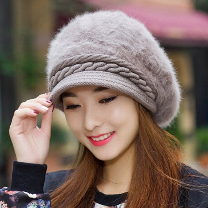 KAKA(TM) Women Girl Korean Stylish Peaked Cap Plush Winter Warm Hat N11