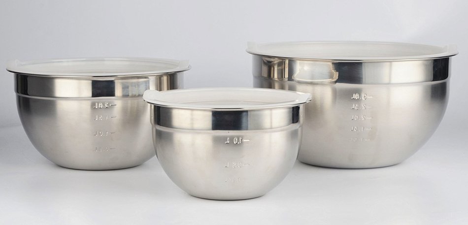 Prime Cook 3 pieces Stainless Steel mixing bowls with covers
