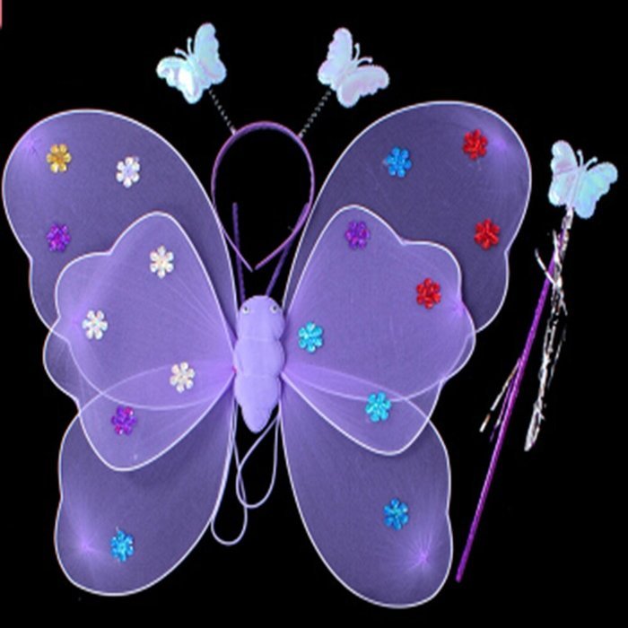 KAKA(TM) Angel Butterfly Fairy 4-pcs Set Children Cosplay Performance Show Costume Props - Blue N13