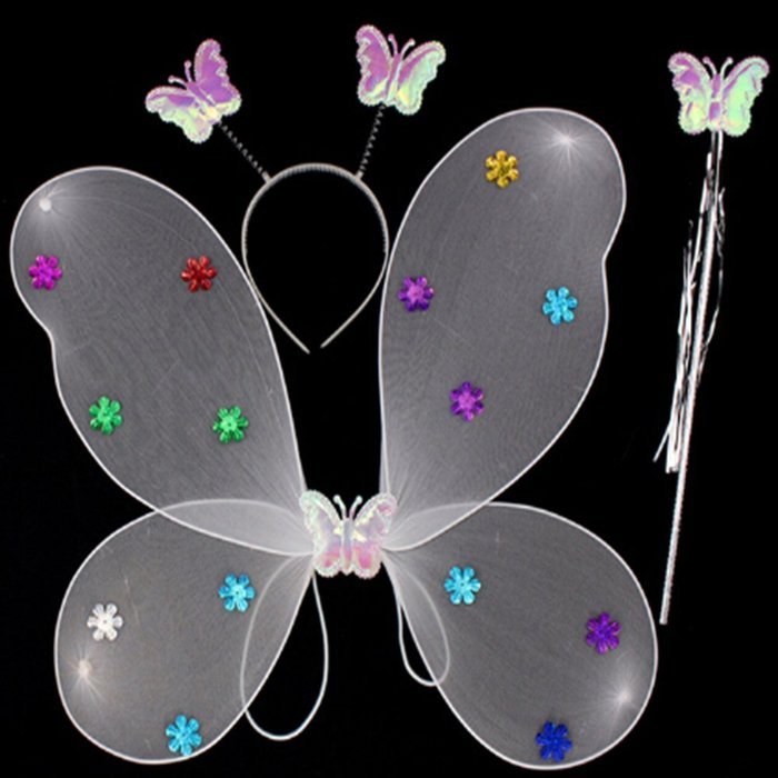 KAKA(TM) Angel Butterfly Fairy 4-pcs Set Children Cosplay Performance Show Costume Props - Blue N14