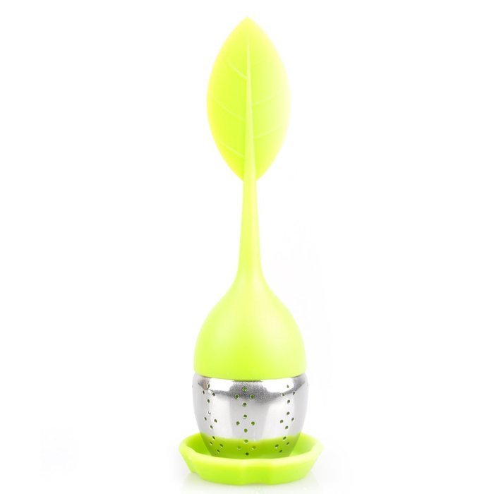 UCEC New Silicone & Stainless Steel Leaf Tea Strainer Colander Infuser Ball Spice Filter (green)