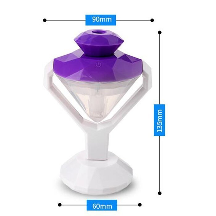IPUIS Car Humidifier Portable USB 180 Degree Rotation Aroma Mini Diffuser Diamond-shaped Air Humidifier Mist Maker... N8
