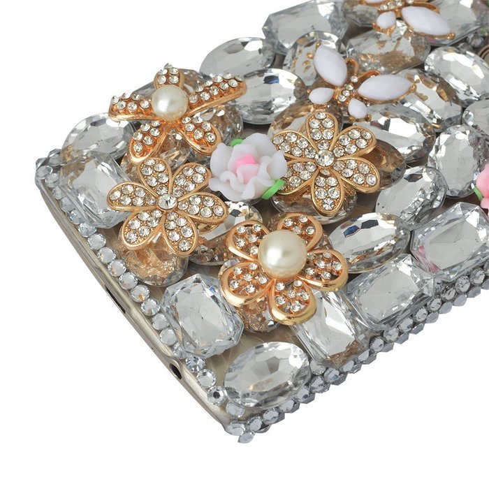 Spritech(TM) Bling Phone Case For LG K7/LG Tribute 5,3D Handmade Silver Crystal Flower Pendant Accessary Design... N19
