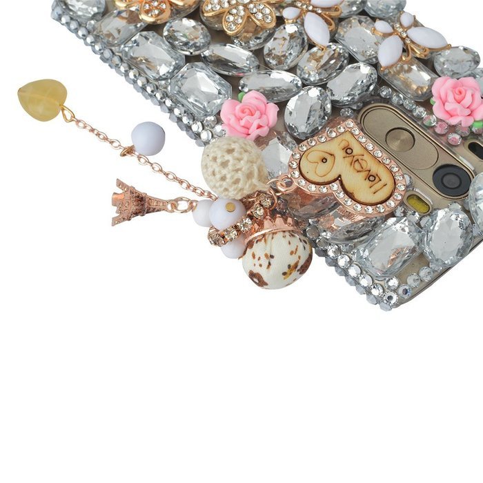 Spritech(TM) Bling Phone Case For LG K7/LG Tribute 5,3D Handmade Silver Crystal Flower Pendant Accessary Design... N20