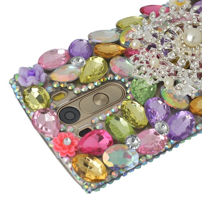 Spritech(TM) Bling Phone Case For LG K7/LG Tribute 5,3D Handmade Silver Crystal Flower Pendant Accessary Design... N22