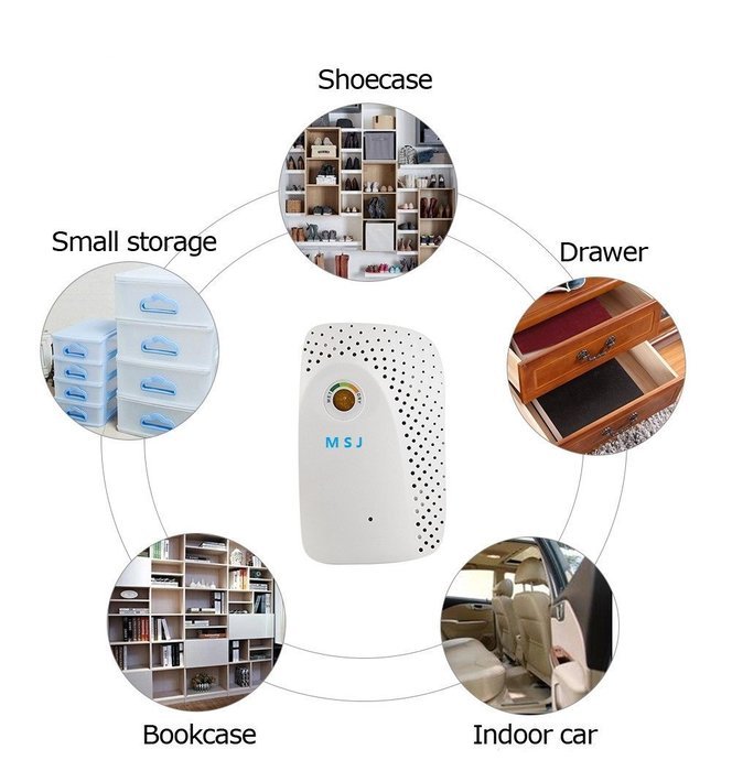Dehumidifier,MSJ Rechargeable Cordless Mini Dehumidifier for Absorbing Moisture in Small Spaces,Max 300 cubic... N5