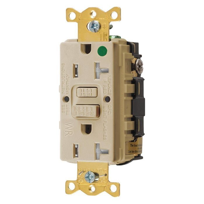 Hubbell GFTWRST83I Gfci Heavy Use Receptacle, 20 Amps, Tamper/Weather Resistant, 5-20R, Decorator, Self-Testing...