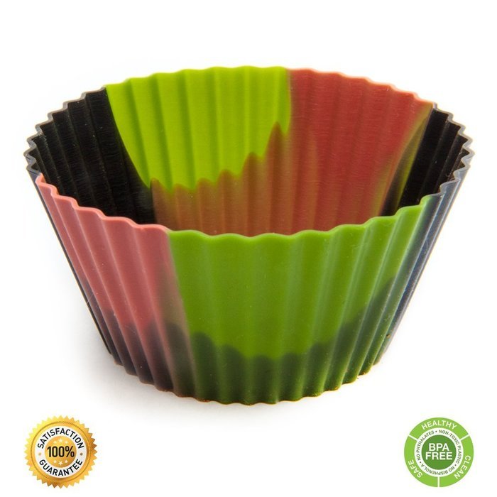 Set of 12 Premium Quality Tie-Dye Silicone Baking Cups / Reusable Cupcake Liners-Environmentally Safe-Lifetime... N2