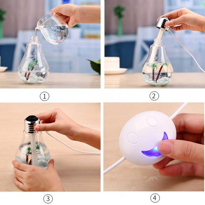 Hatop Lamp Humidifier Home Aroma LED Humidifier Air Diffuser Purifier Atomizer (Silver) N3