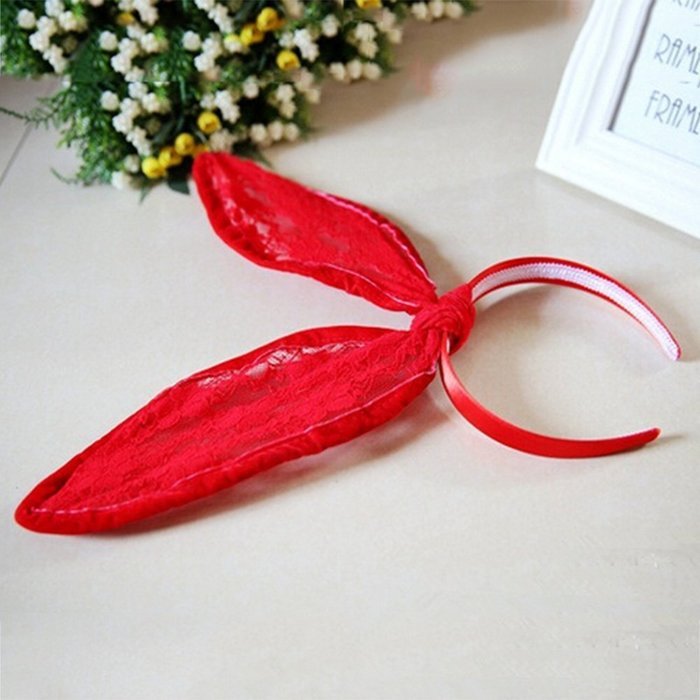 Spritech(TM) Women's Girls Fashion Lace Lone White Bunny Ears with Veil Hair Band Head Band for Catwalk Shows... N20