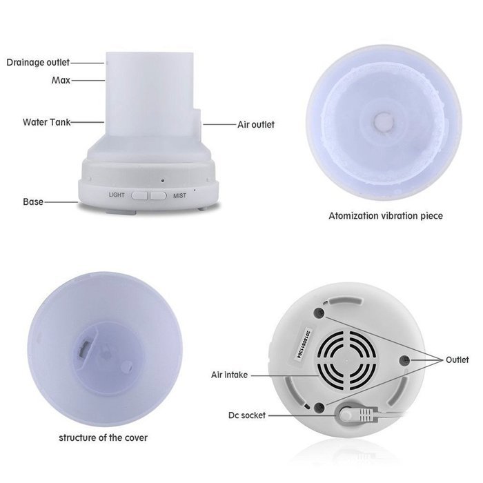 100ml Ultrasonic Aroma Diffuser Cool Mist Aromatherapy Humidifier Color LED Lights with Auto Shut-off Function... N2