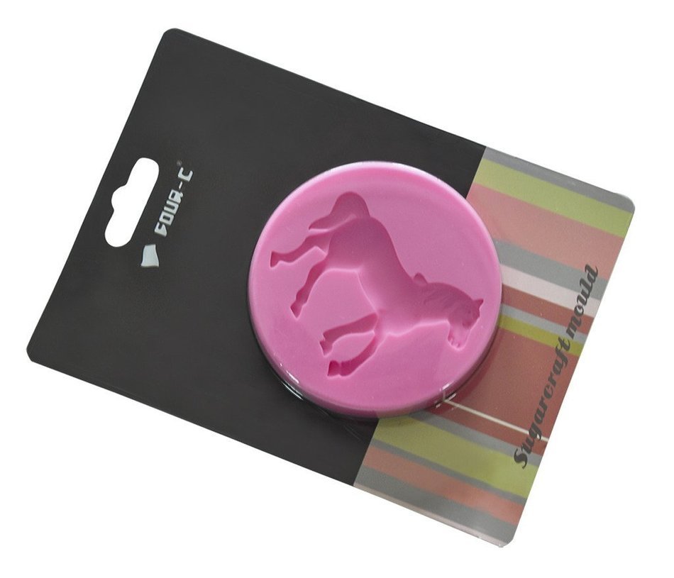 FOUR-C Silicone Cupcake Mold Horse Embossing Mould Cupcake Decoration Color Pink