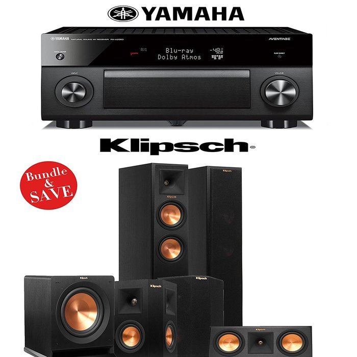 Klipsch RP-250F 5.1 Reference Premiere Home Theater System with Yamaha RX-A2060BL 9.2-Ch A/V Receiver