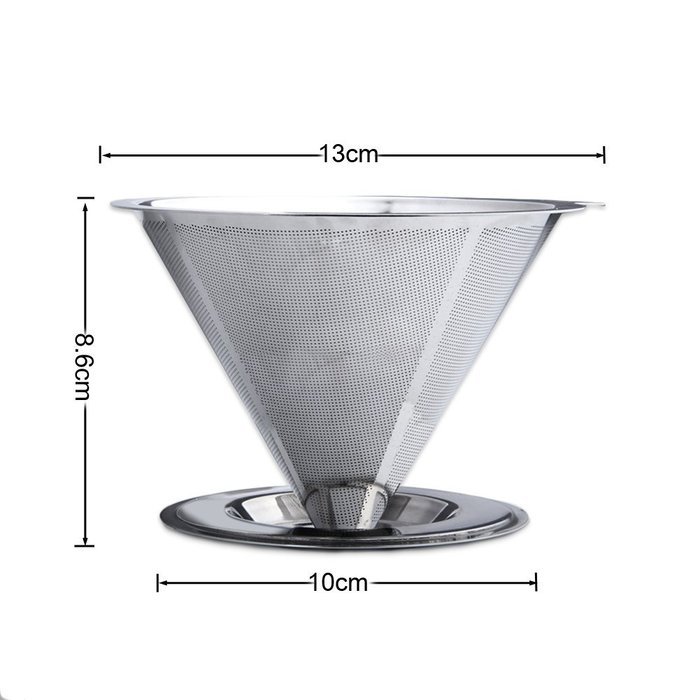 Joyoldelf Reusable Stainless Steel Coffee Filter, Fine Double Mesh Pour Over Cone Coffee Dripper - Fits on Most...