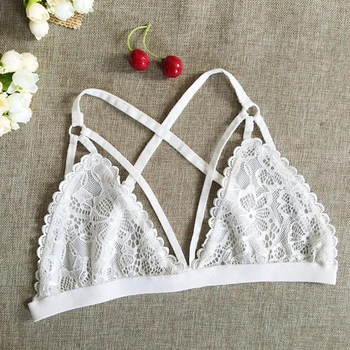 PHOTNO Women Lace Floral Bralette Bralet Bra Bustier Crop Top Cami Unpadded Tank N6