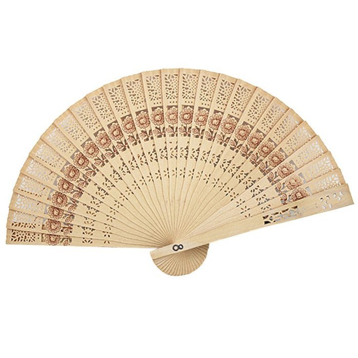 Weixinbuy Vintage Folding Bamboo Original Wooden Carved Hand Fan Wedding Party Pocket Fan N2