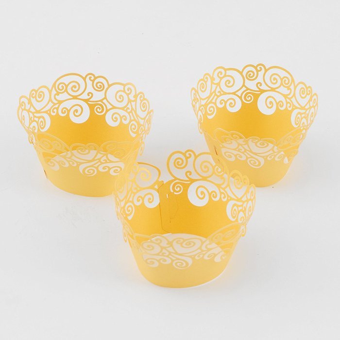 Aiyaya Filigree Artistic Muffin Case Cupcake Paper Cup Liners Little Vine Lace Laser Cupcake Wrappers for Wedding... N7