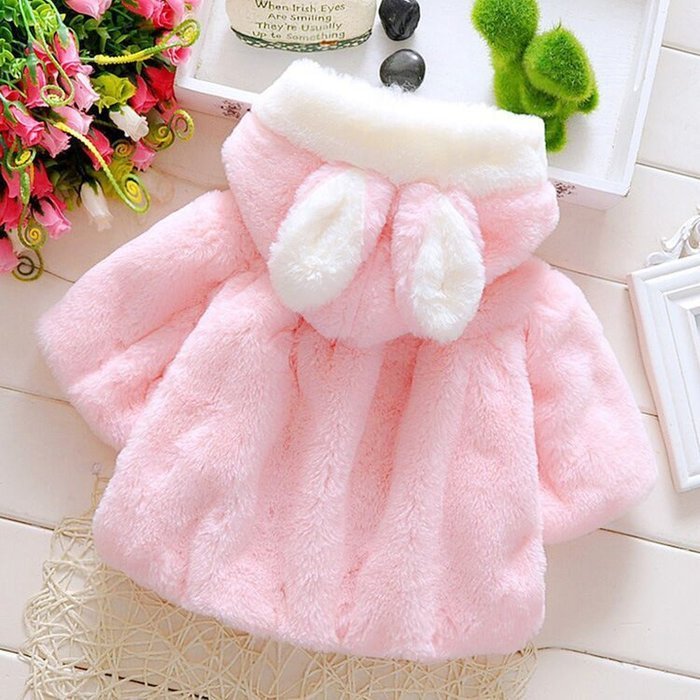 Yaheeda Girls Winter Plush Coat Kid's Rabbit Sweater Cloak Jacket Warm Clothes N7