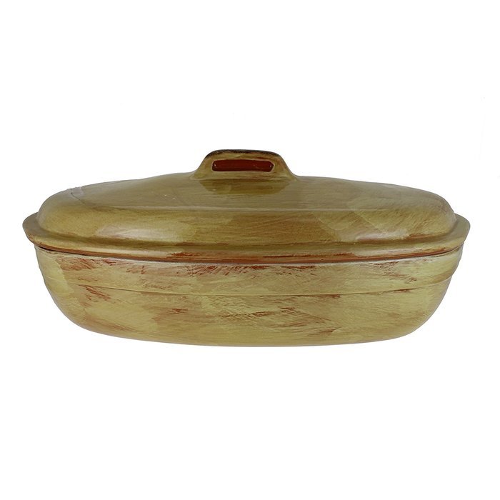 French Home 3.75-quart Saffron Yellow Stoneware Roaster with Lid