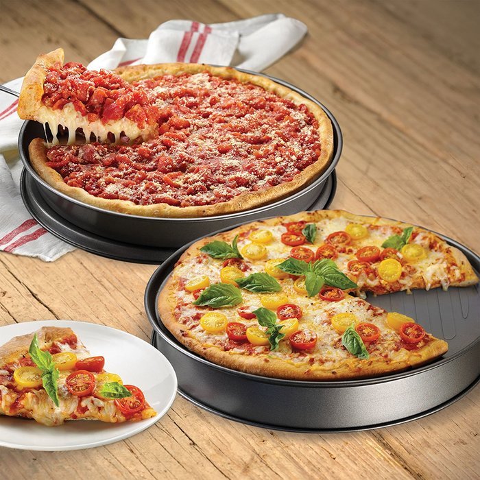 Good Cook Nonstick Double-Sided Deep Dish Pizza Pan, 14", Gray