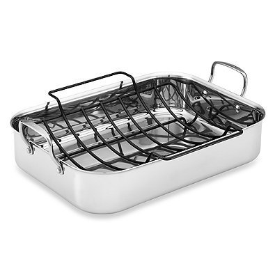 Anolon&reg; Tri-Ply Clad Stainless Steel 17-Inch x 12.5-Inch Rectangular Roaster with Nonstick Rack