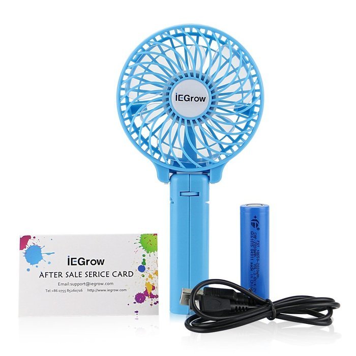 iEGrow Portable USB Mini Battery Fans with Umbrella Hanging and Metal Clip(Black) N22