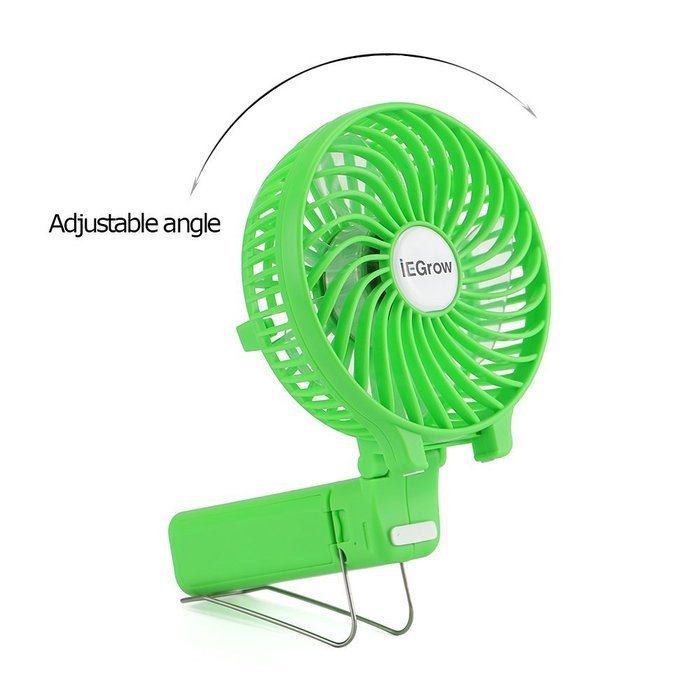 iEGrow Portable USB Mini Battery Fans with Umbrella Hanging and Metal Clip(Black) N23