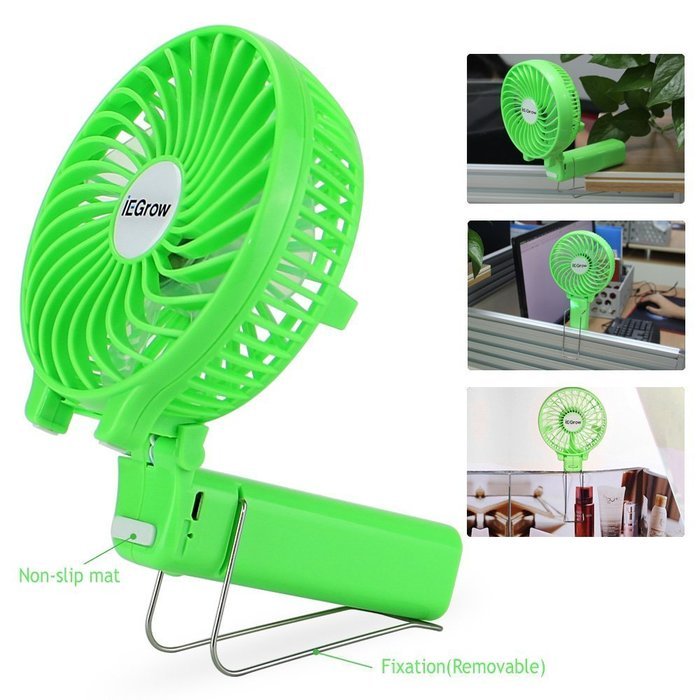 iEGrow Portable USB Mini Battery Fans with Umbrella Hanging and Metal Clip(Black) N25