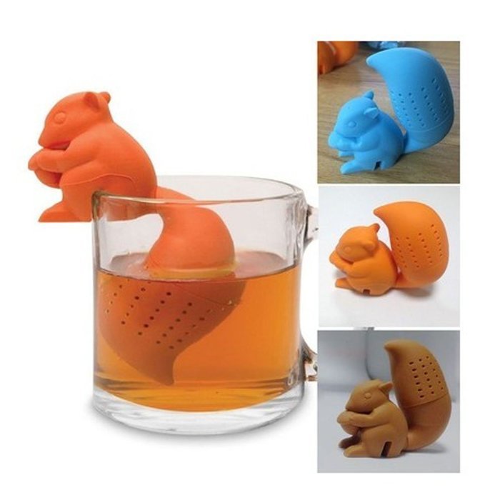 Uyouth Squirrel Tea Infuser Loose Leaf Strainer Silicone Filter Diffuser (Orange)