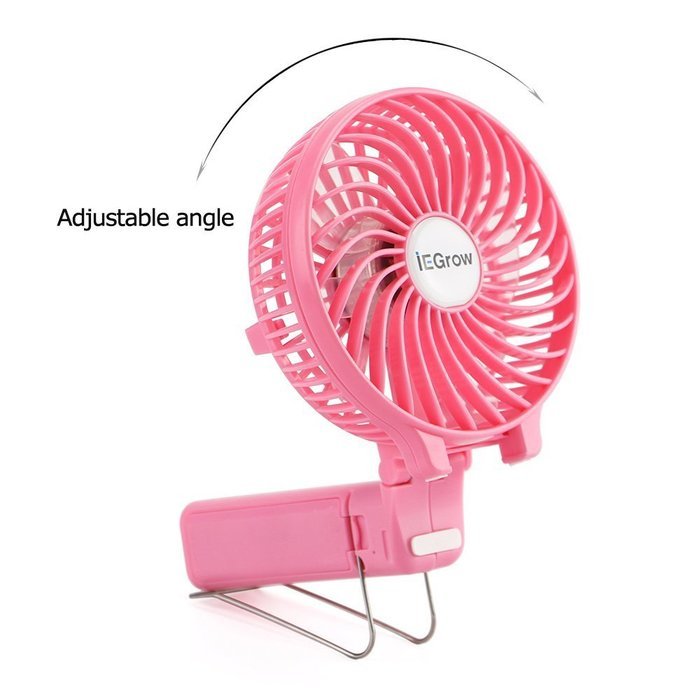 iEGrow Portable USB Mini Battery Fans with Umbrella Hanging and Metal Clip(Black) N27